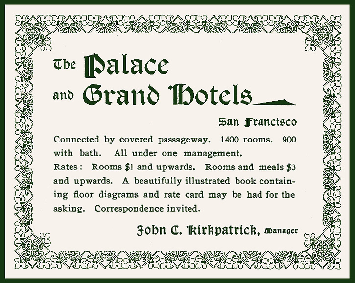 Palace & Grand Hotels ad 1898